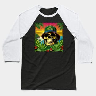 Reggae Music - Jamaican Stoner Skull 45 Baseball T-Shirt